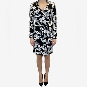 Diane Von Furstenberg Black and White Long Sleeve Dress